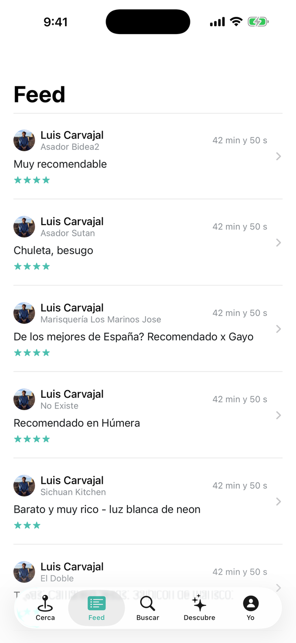 Feed with notes from your network